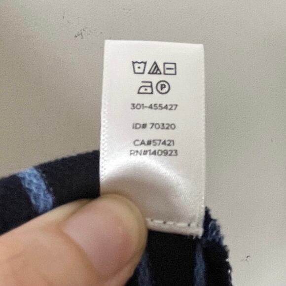 Loft Women's Top S Navy Blue Striped Tie Long Sleeve Slit Hem Tunic T-Shirt - Picture 8 of 8